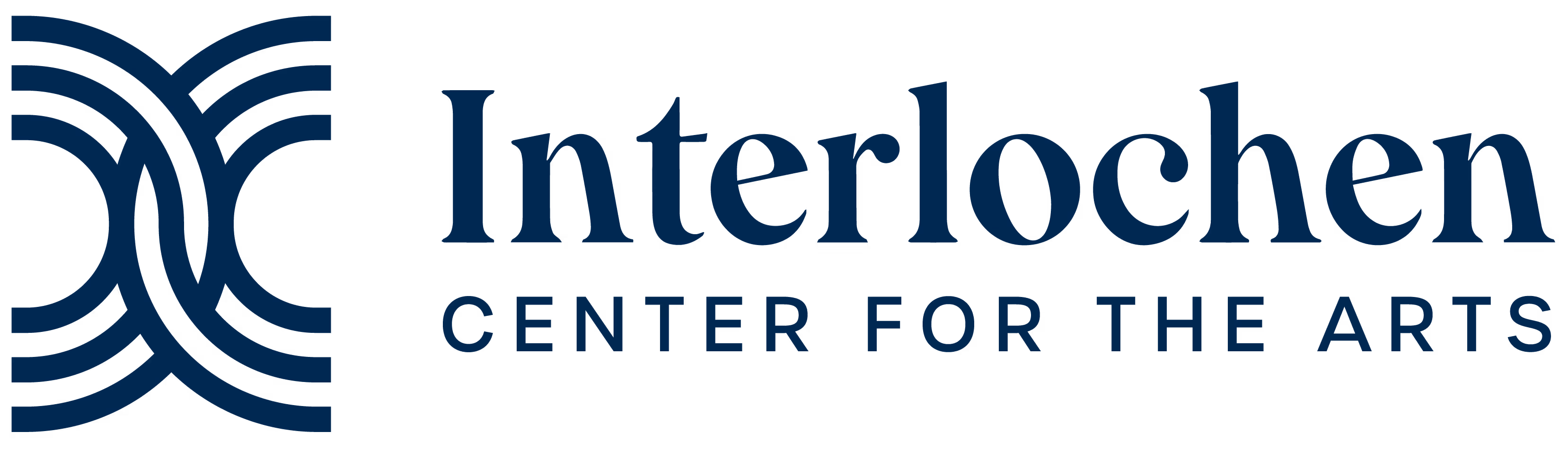 Interlochen Center for the Arts logo with stylized curved lines forming an abstract shape to the left of the text.