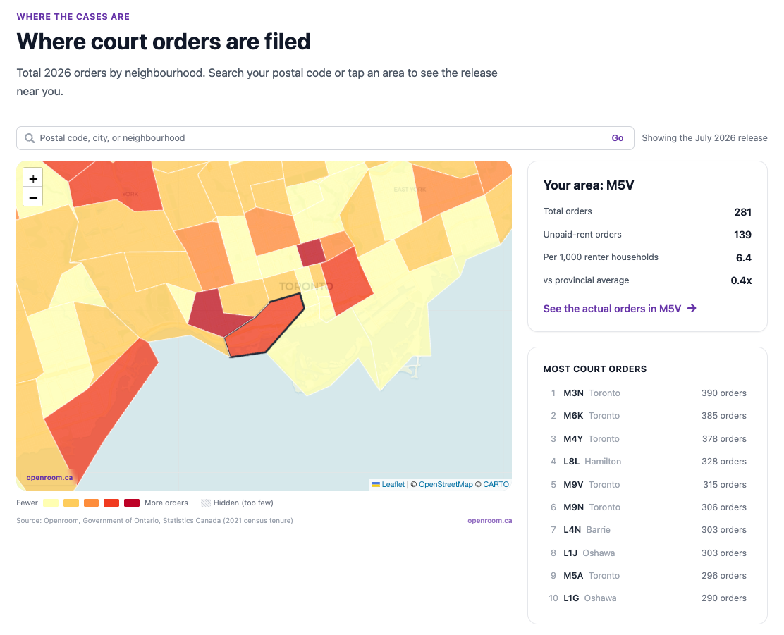 Openroom.ca chart for where court orders are filed