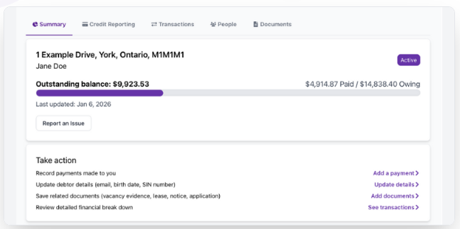 Openroom.ca Rental Debt Ledger