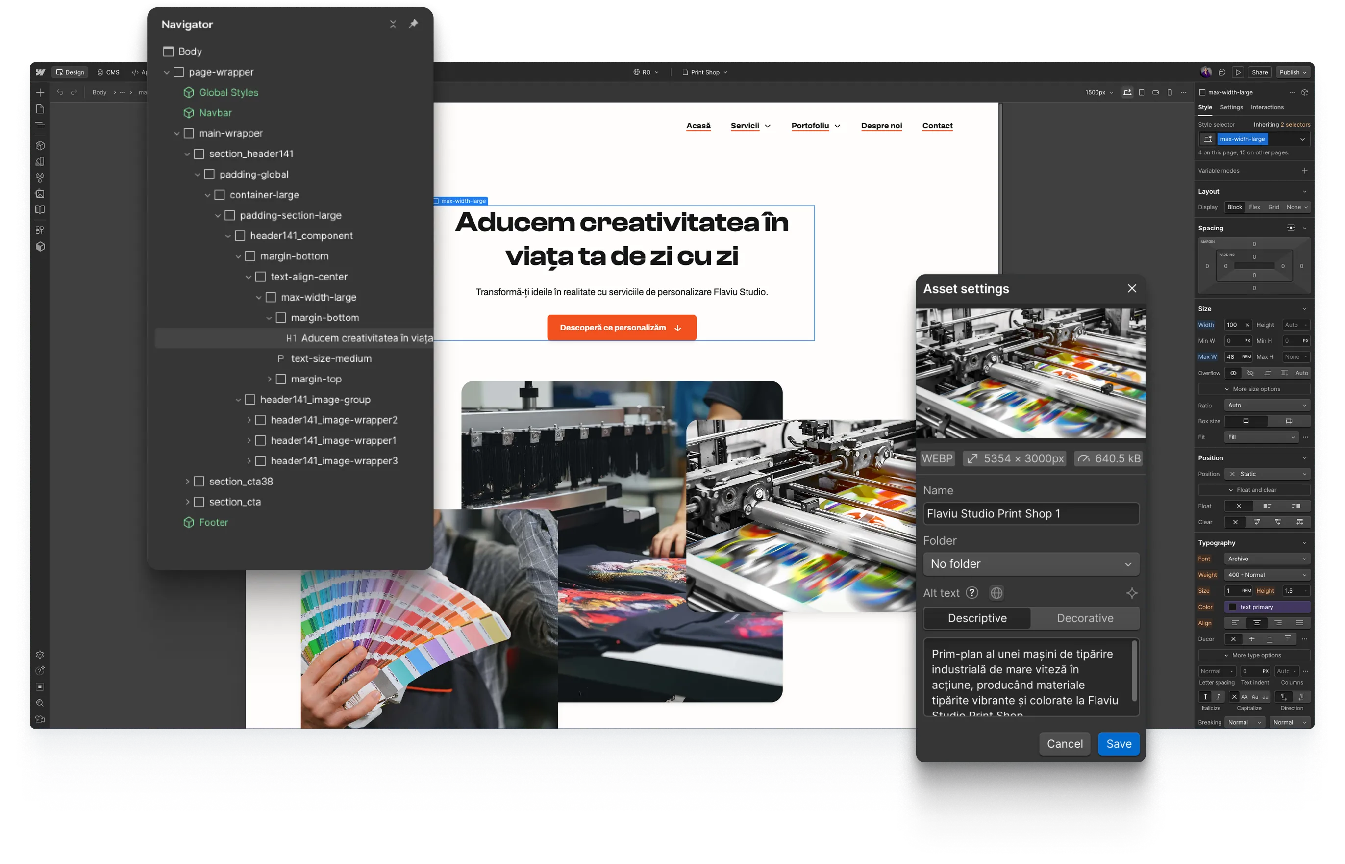 Responsiv design Webflow UI - Flaviu Studio
