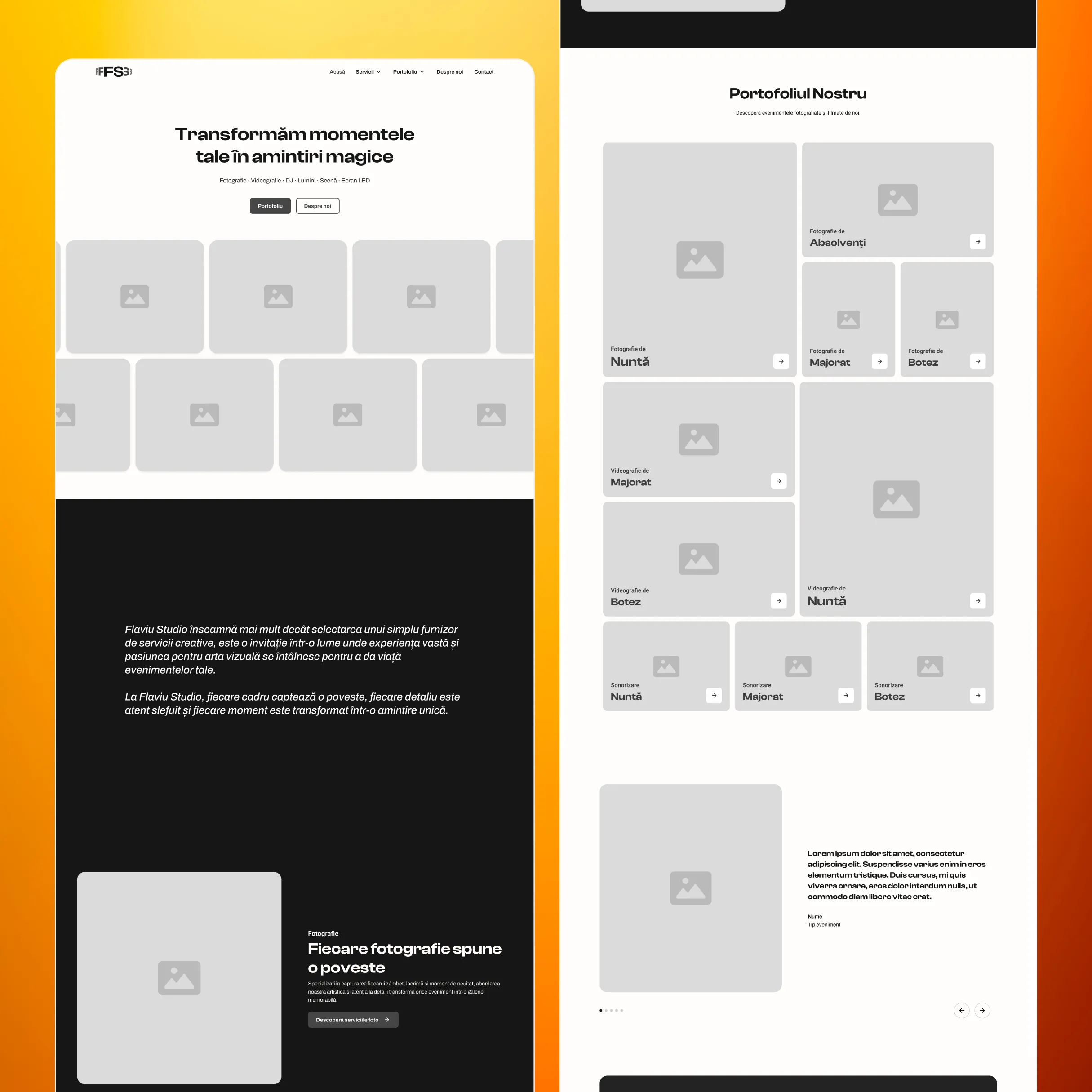 Wireframes - Flaviu Studio