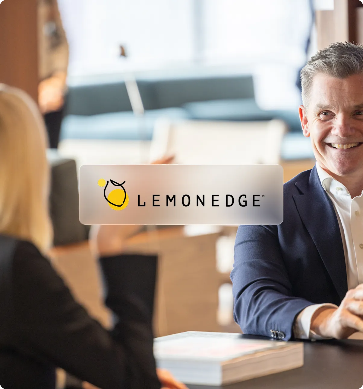 Lemonedge logo on a background photo