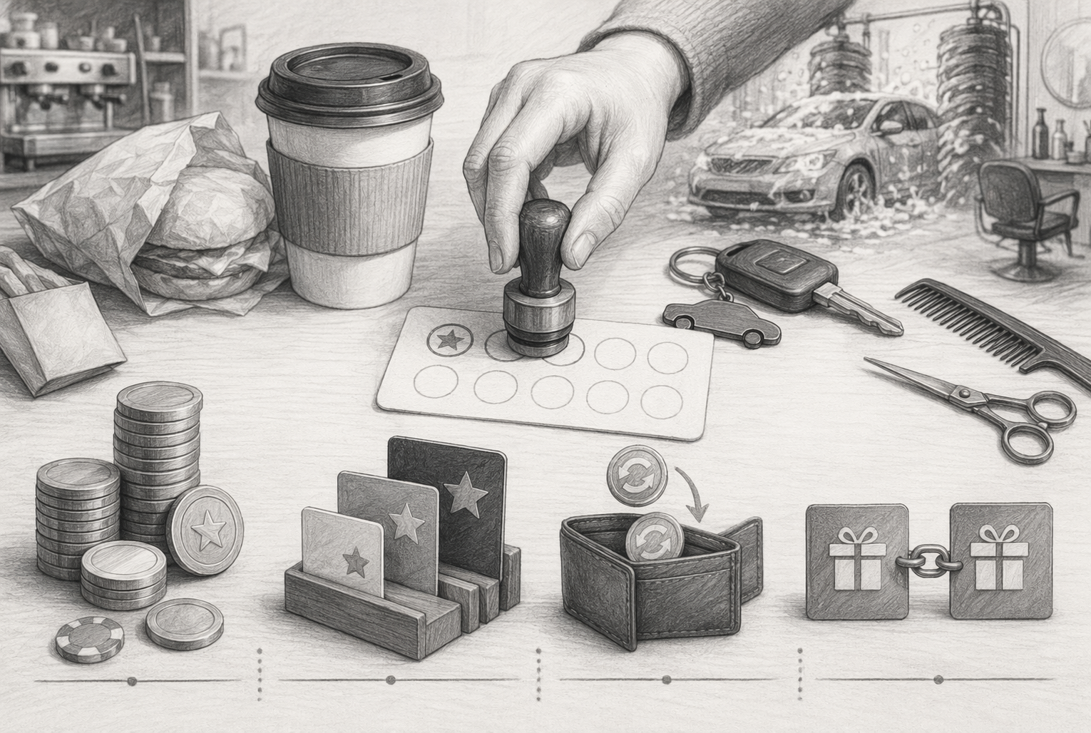 Customer loyalty punch card with rewards and process