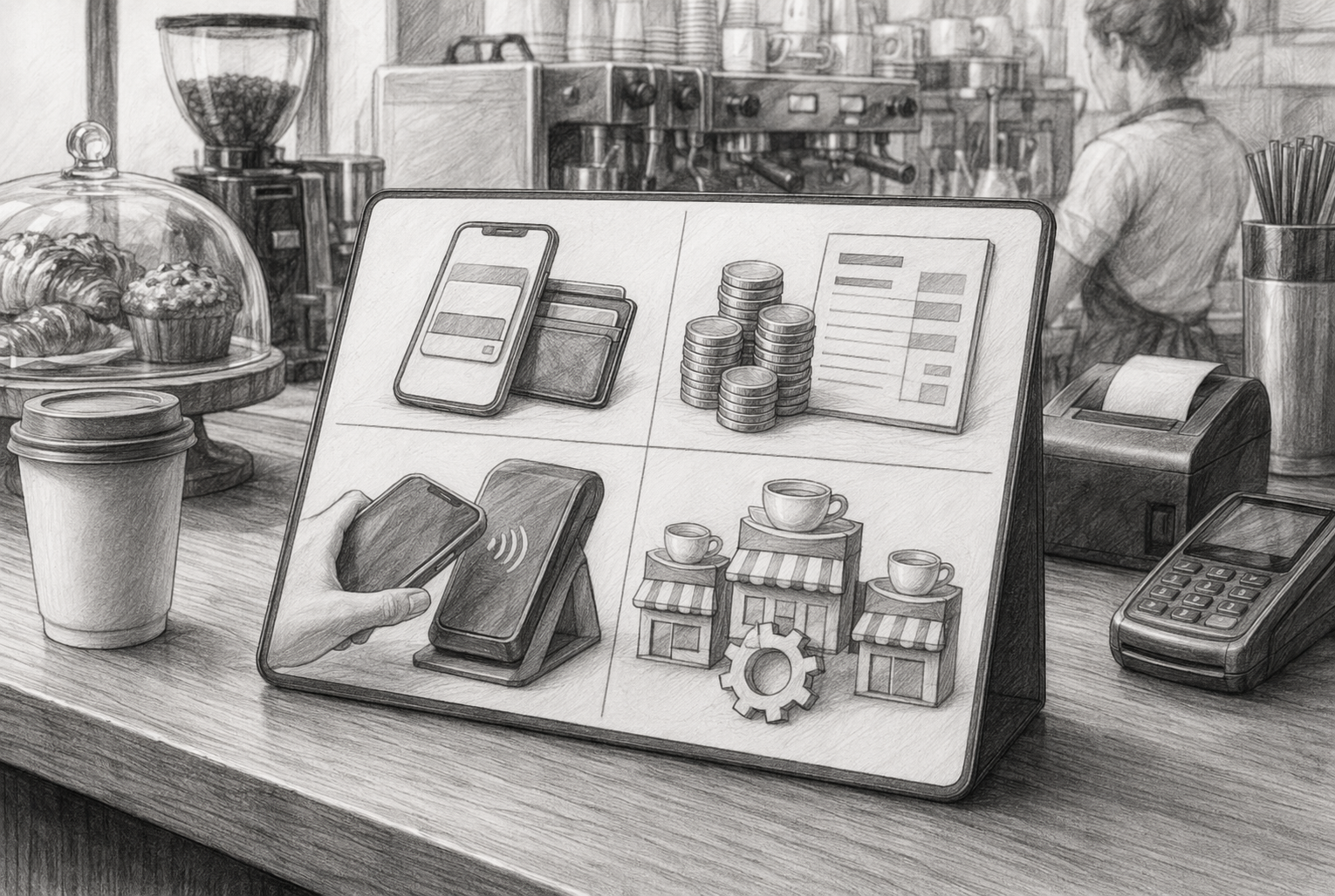 Comparison table on cafe counter with loyalty platform use cases