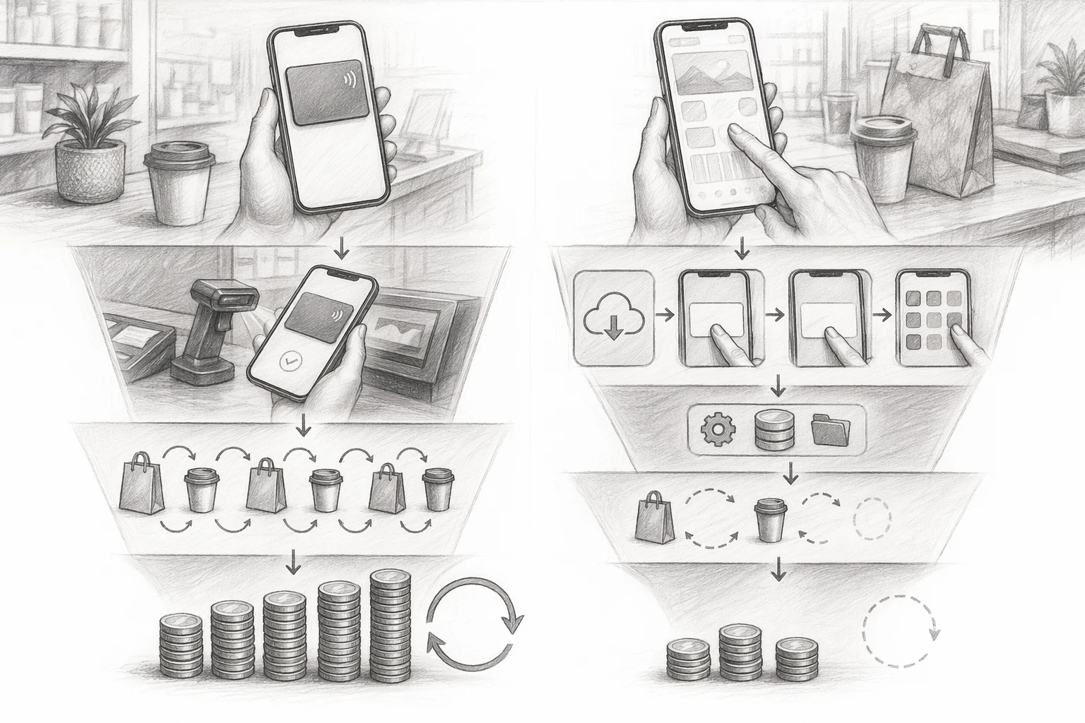 Funnel comparison of loyalty sign-up workflows