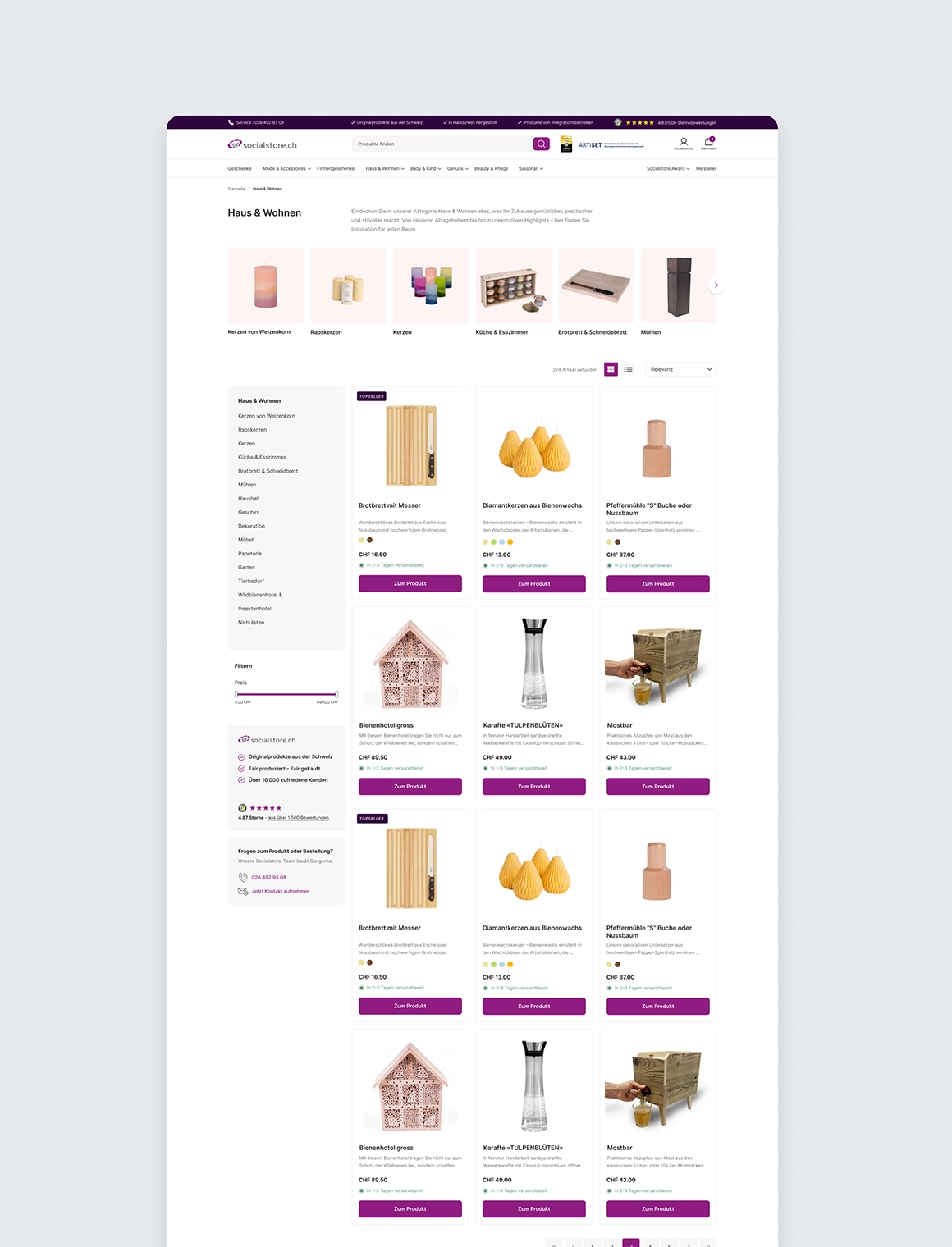 Onlineshop Relaunch von socialstore.ch