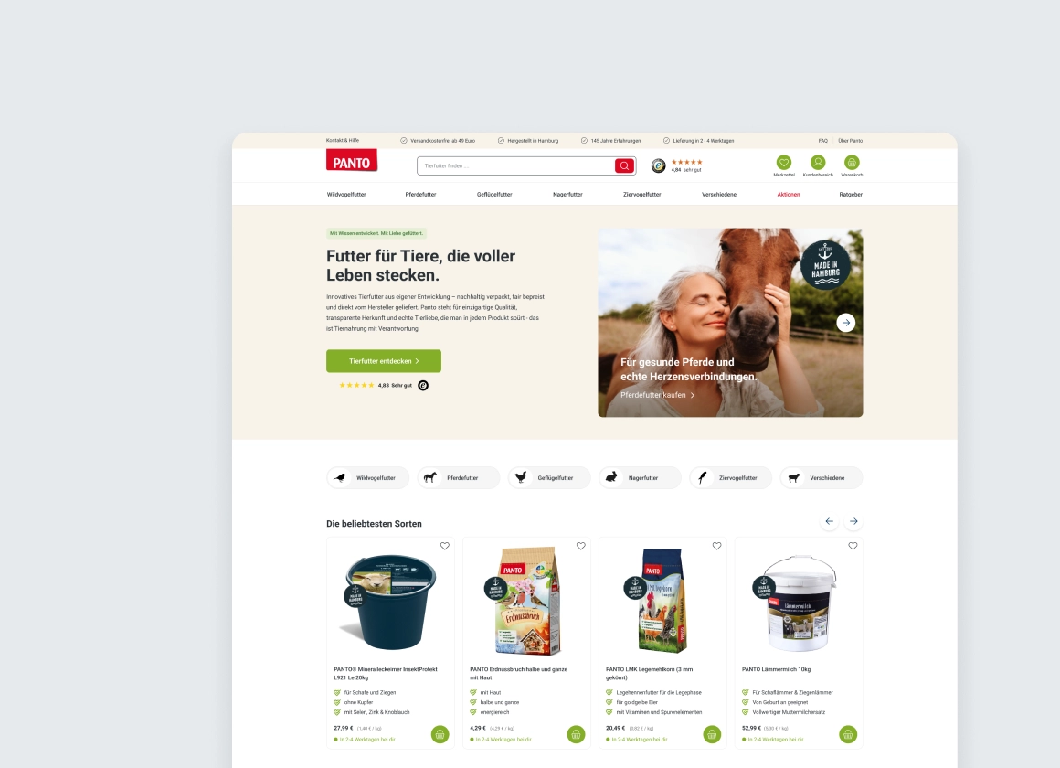 Panto Heimtierbedarf: Komplettes Shop-Re-Design für mehr Vertrauen & Conversion