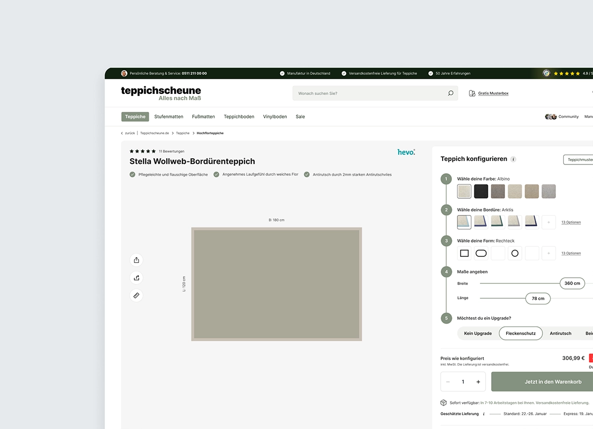 Teppichscheune.de: Modernes Shop-Re-Design für Inspiration & Vertrauen