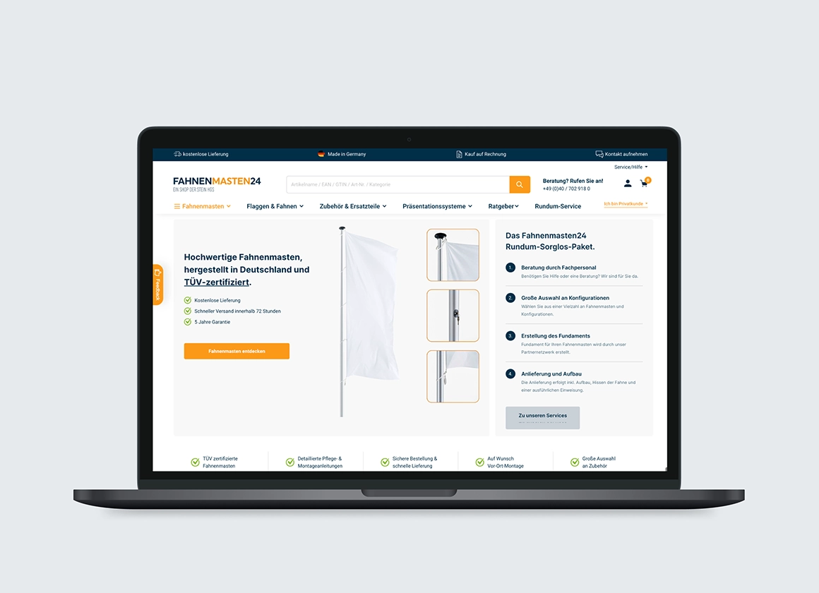 Fahnenmasten24.de: Shop-Optimierung für mehr Klarheit & Vertrauen