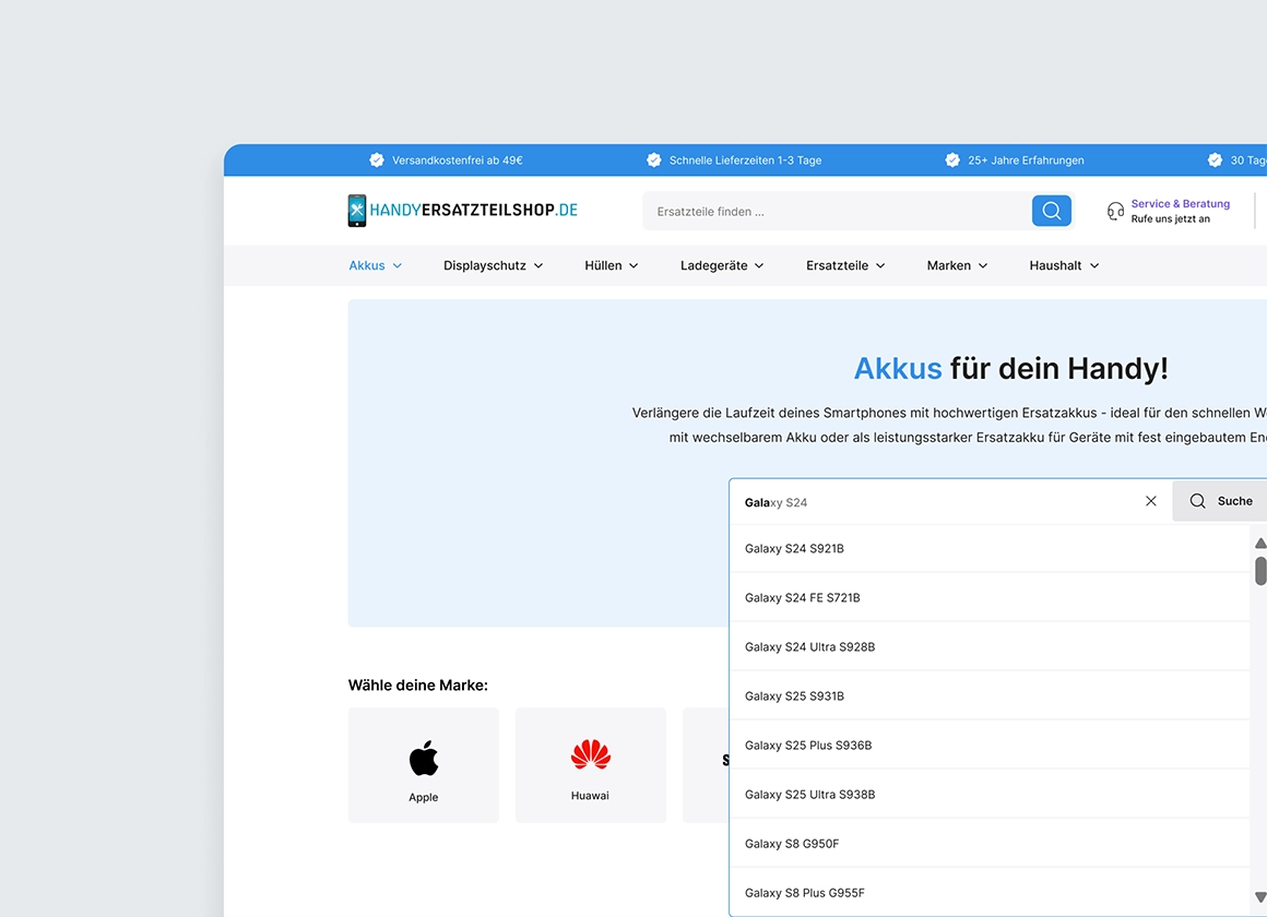 Handyersatzteilshop: Re-Design & Mobile-First-Strategie für bessere Conversion