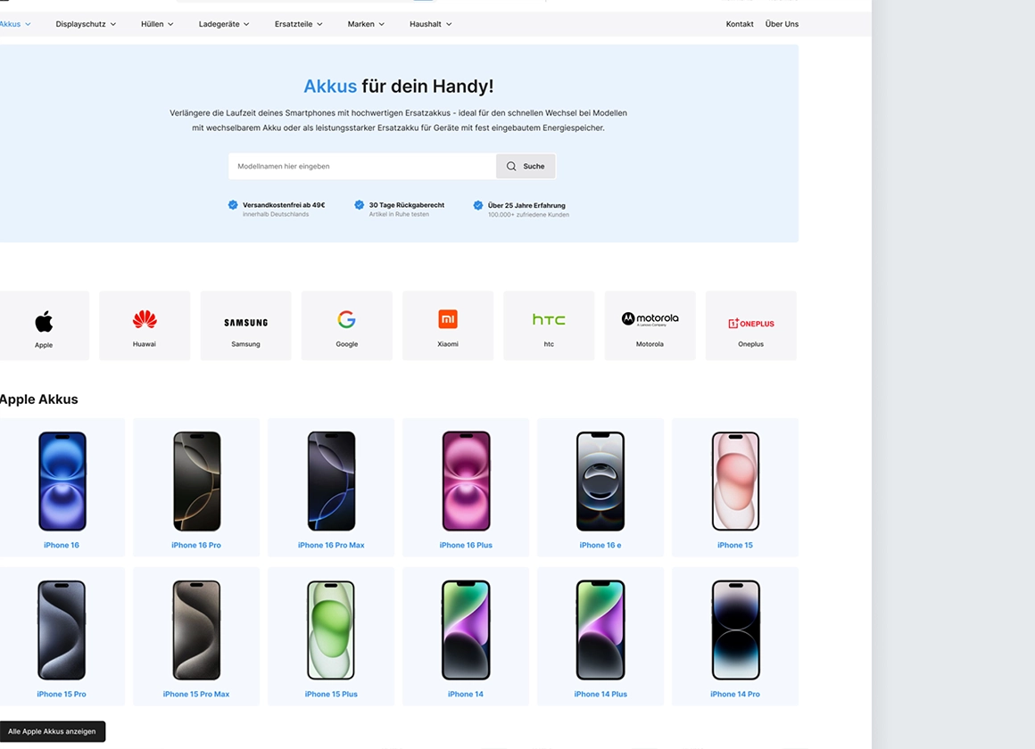 Handyersatzteilshop: Re-Design & Mobile-First-Strategie für bessere Conversion