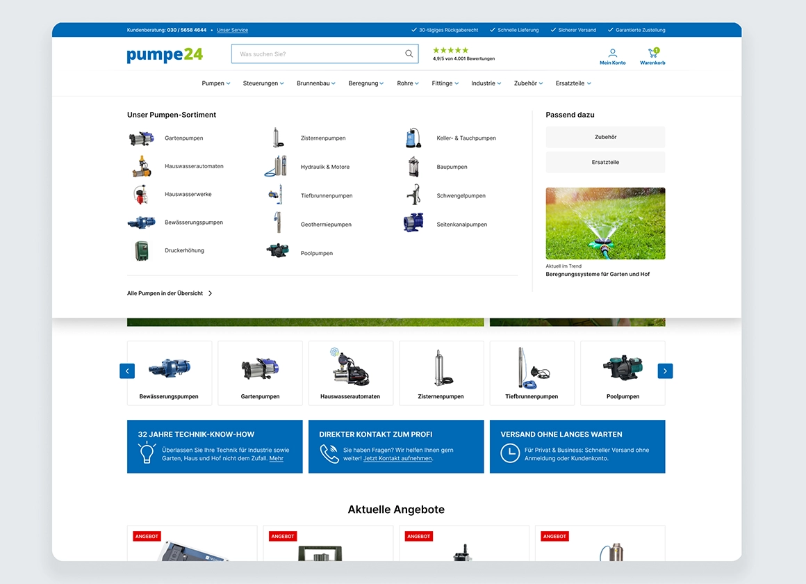 pumpe24.de: Shop-Re-Design mit Fokus auf Usability & Conversion