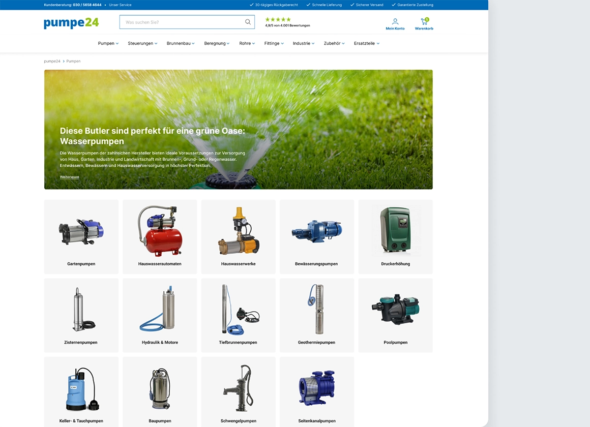 pumpe24.de: Shop-Re-Design mit Fokus auf Usability & Conversion