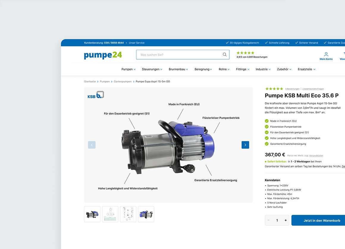 pumpe24.de: Shop-Re-Design mit Fokus auf Usability & Conversion