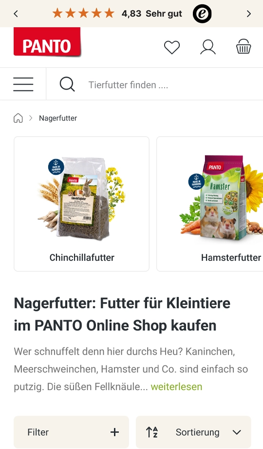 Panto Heimtier Online-Shop