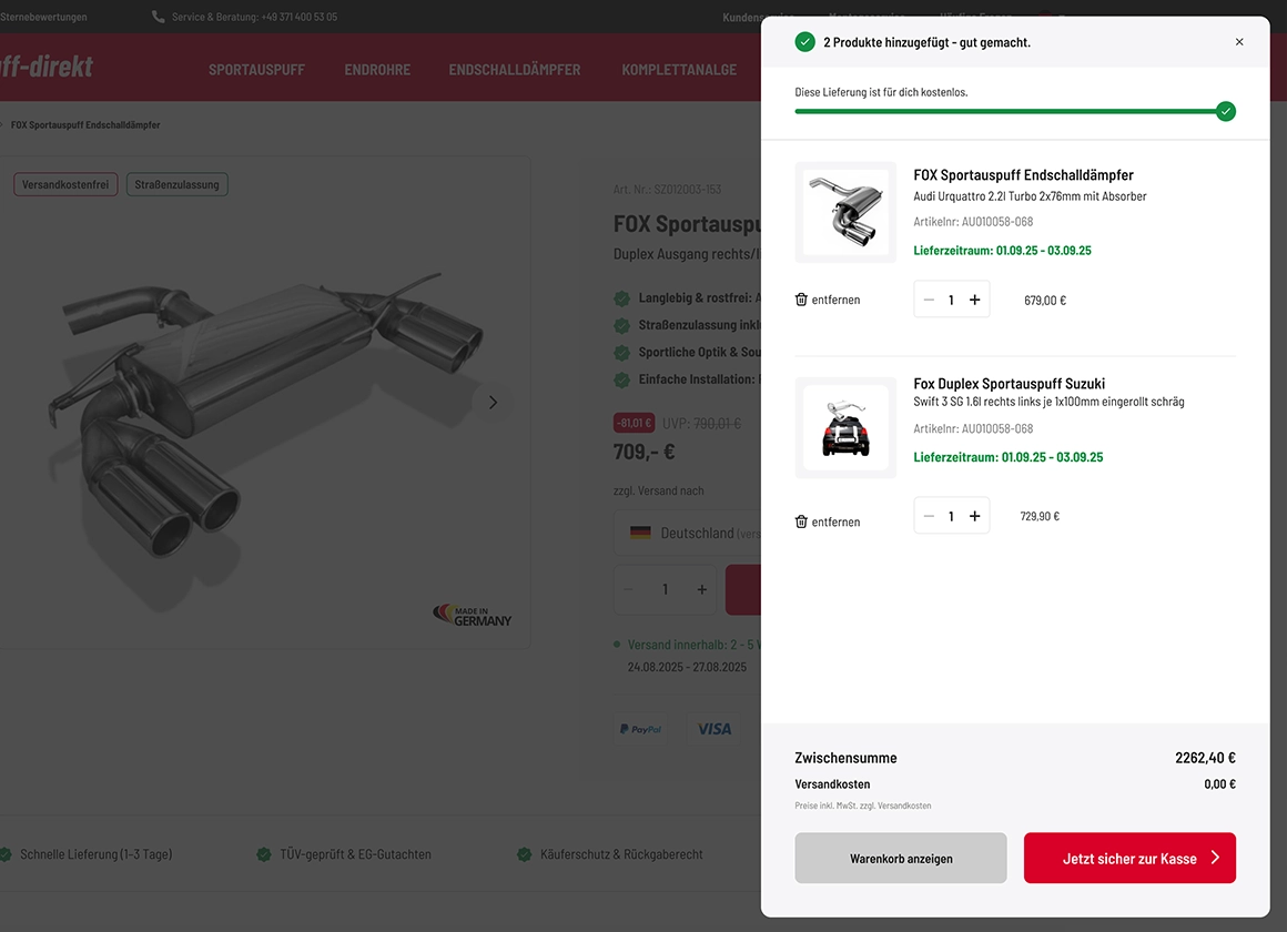 Shop-Optimierung: Sportauspuff-direkt