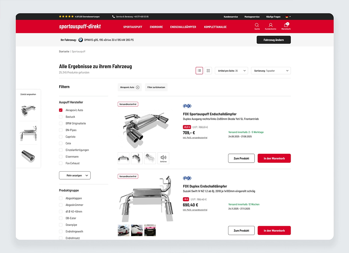 Shop-Optimierung: Sportauspuff-direkt