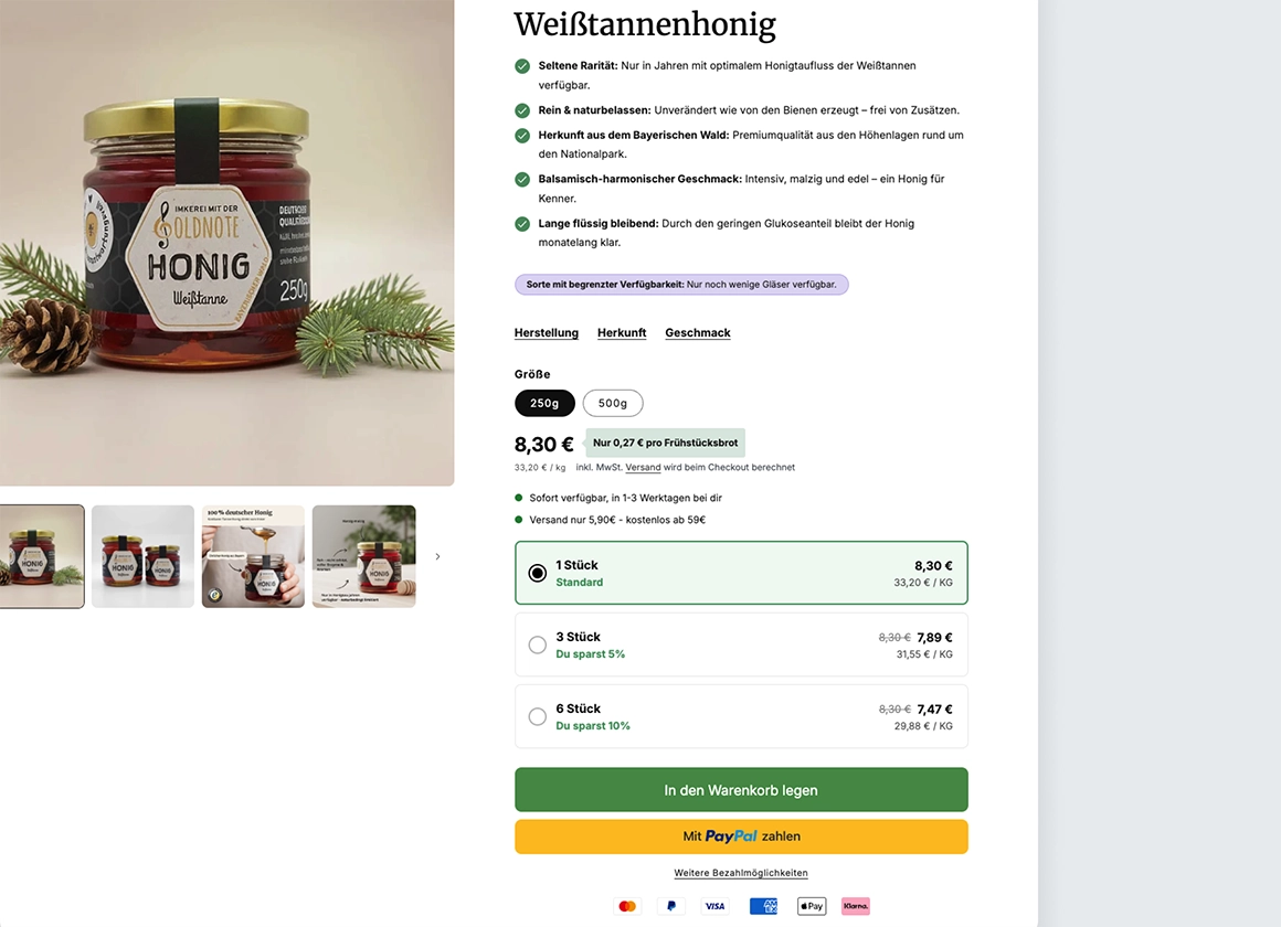 Imkerei Goldnote: Conversion-Optimierung für mehr Umsatz