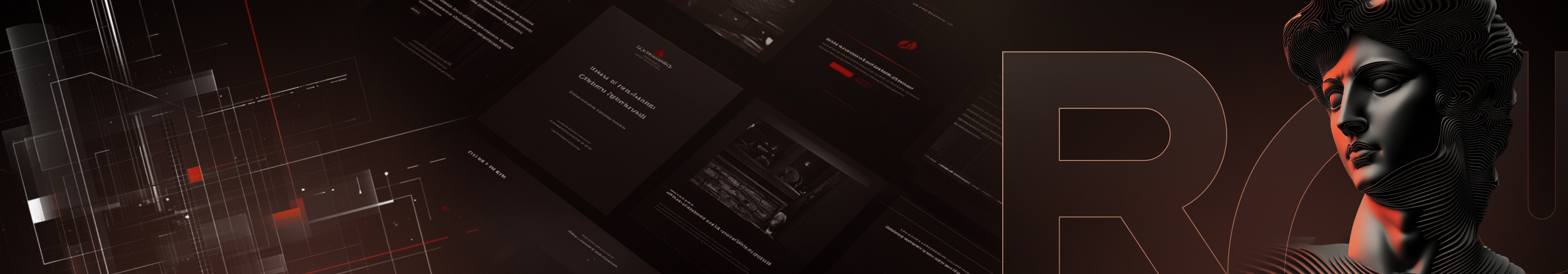 graphic desig projects section, blue clean abstract objects, design lines, ui project and abstract sculpture