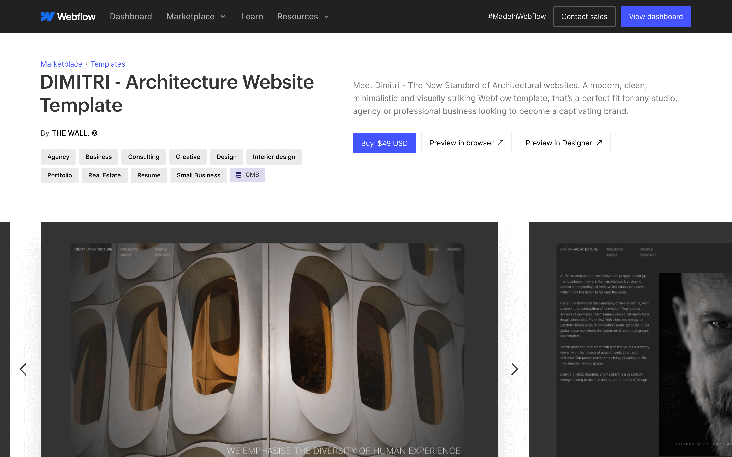 Dimitri Architecture Webflow Template