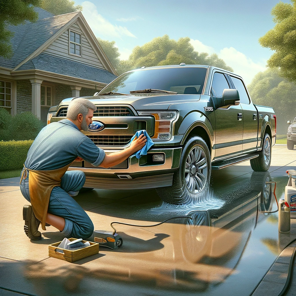 Car paint with light scratches being inspected before an exterior detail