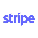 Stripe company logo in blue lowercase letters.