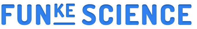 Blue text logo of the word 'FUNKE SCIENCE' with a stylized design on the letter 'K' integrating a small 'NE' above its lower arm and a horizontal line below it.