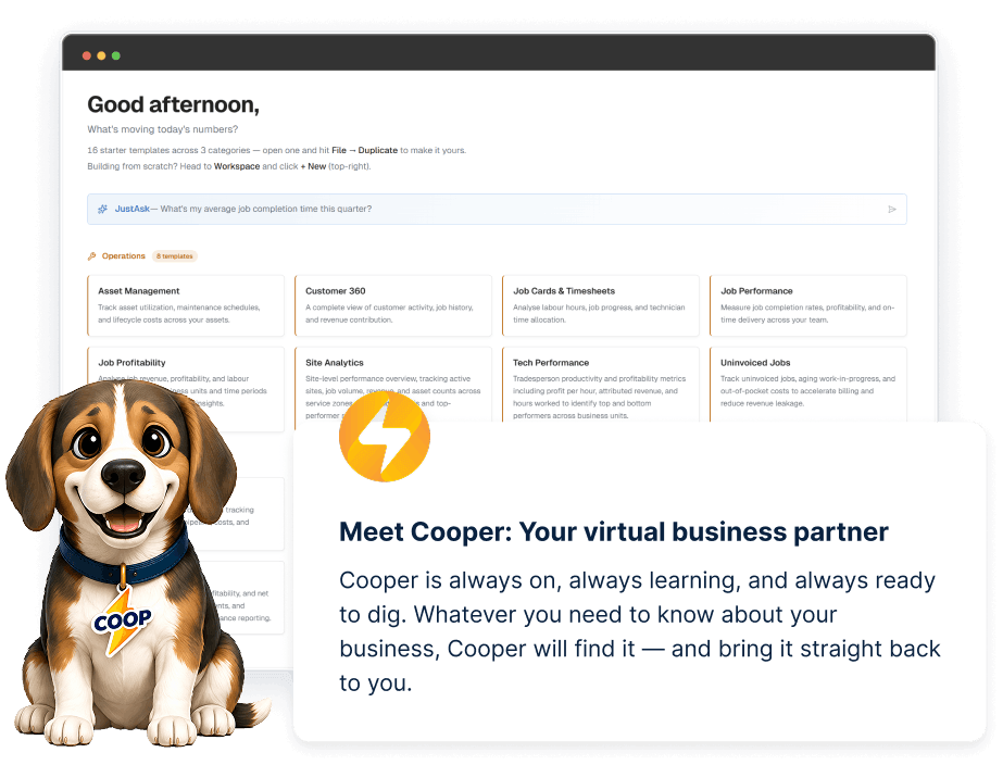 BigChange job management software showing business intelligence for jobs, margins, schedules and customers
