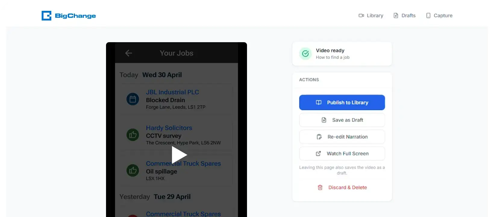BigChange job management software training field service technicians before they start work