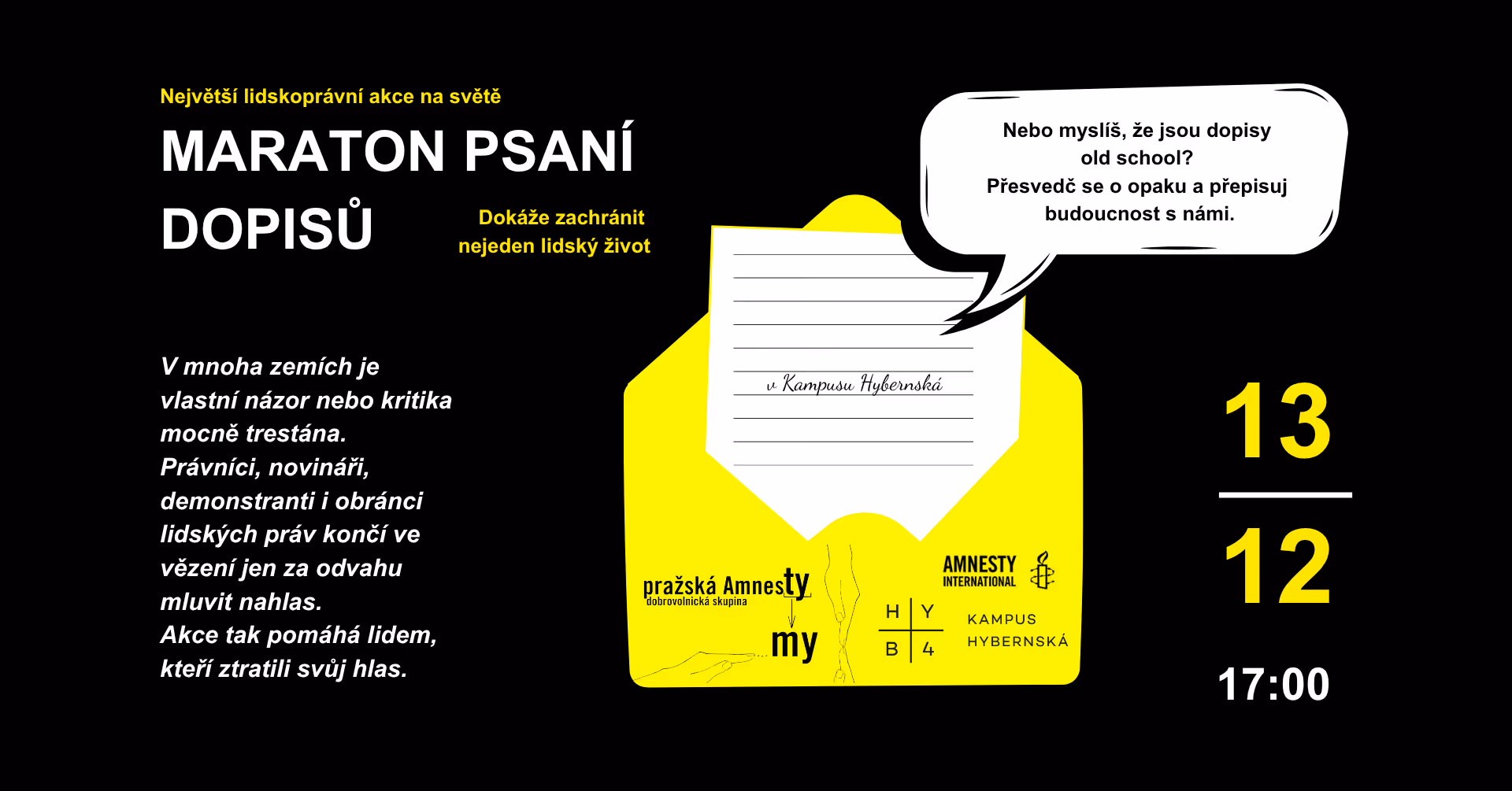 Pražská Amnesty: Maraton psaní dopisů