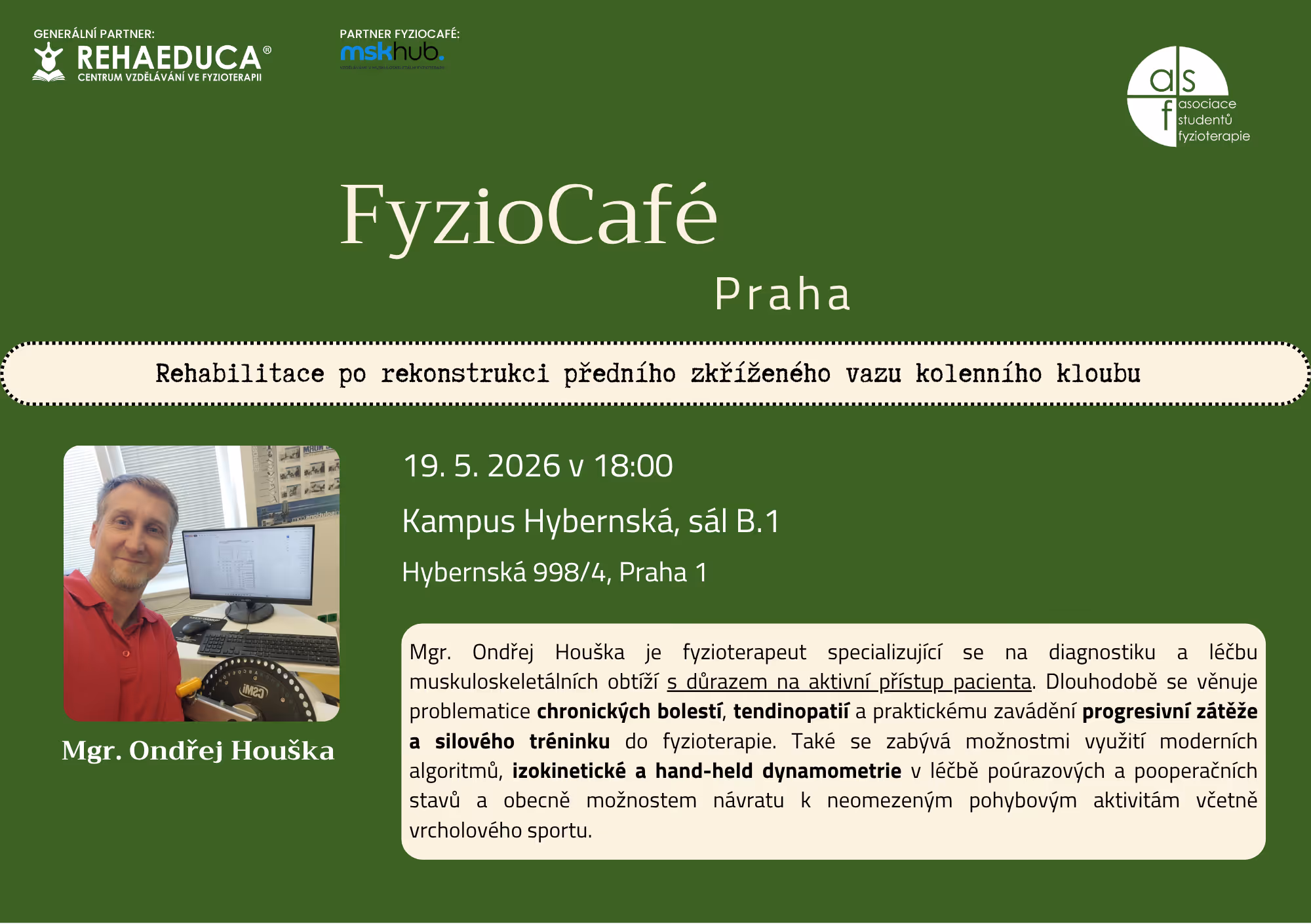 Fyzio Café - Rehabilitace po rekonstrukci předního zkříženého vazu kolenního kloubu