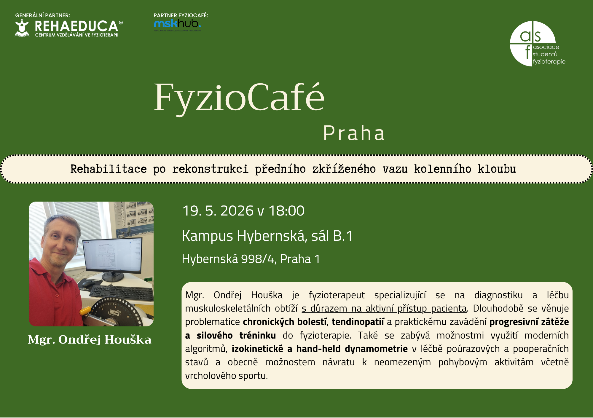 Fyzio Café - Rehabilitace po rekonstrukci předního zkříženého vazu kolenního kloubu