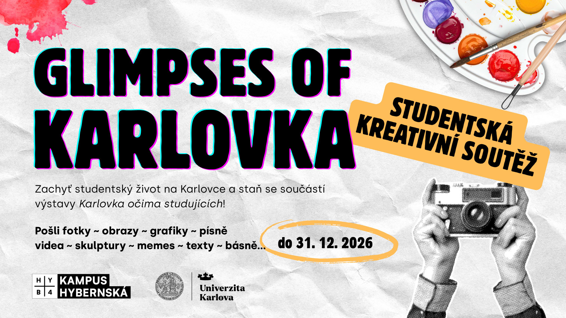 Startuje studentská kreativní soutěž Glimpses of Karlovka!