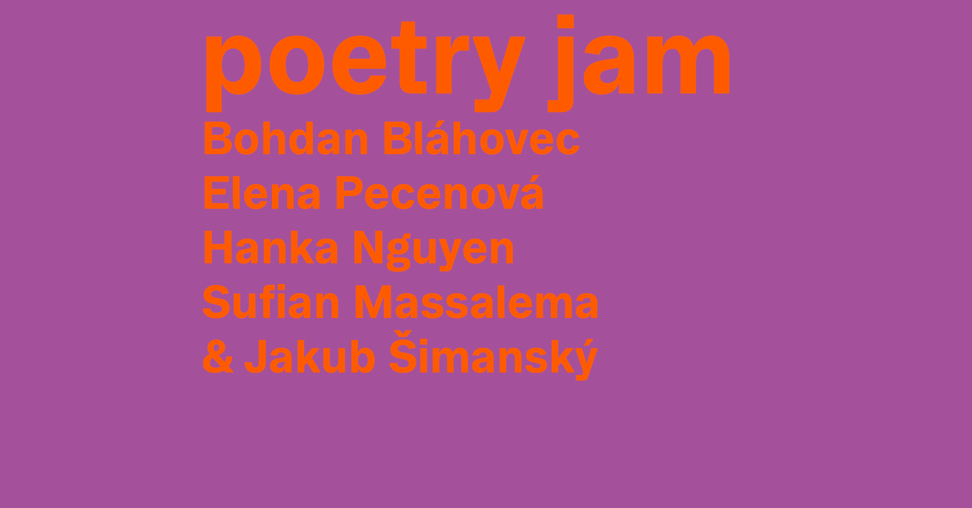 HYB4 Čítárna: Poetry jam & Jakub Šimanský: Žalozpěvy, ztráty a smíření