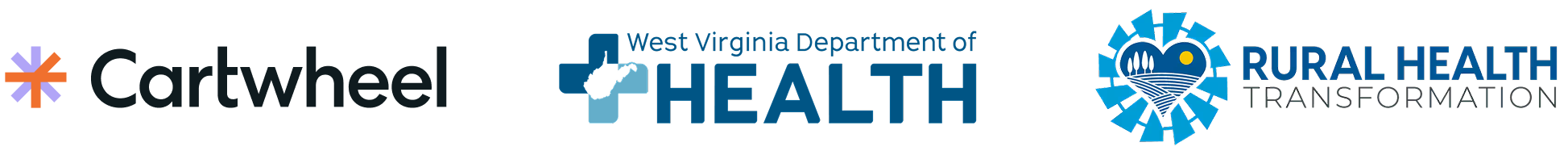 Cartwheel, State of West Virginia, and Rural Health Transformation logos