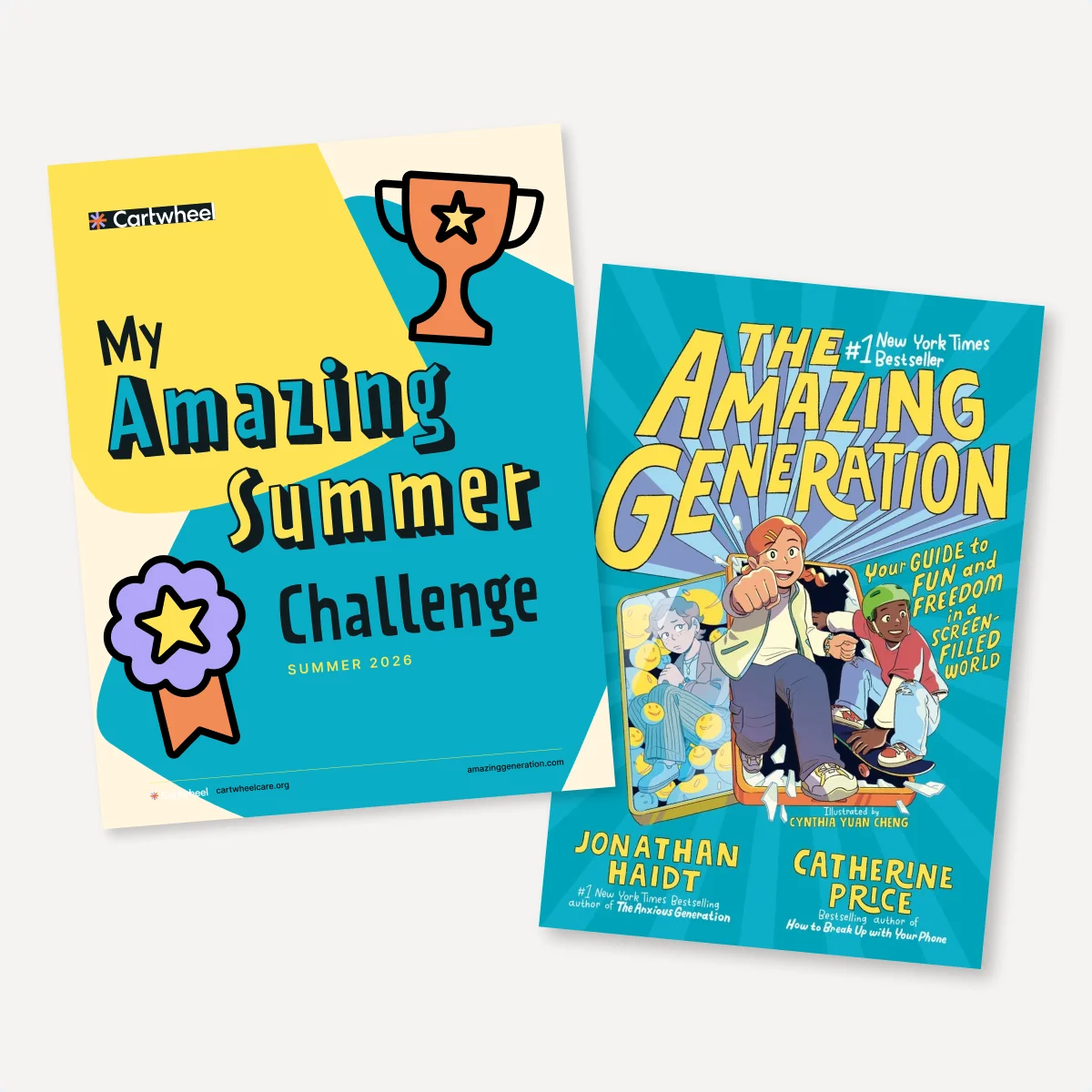 My Amazing Summer Challenge guide and The Amazing Generation book by Jonathan Haidt and Catherine Price