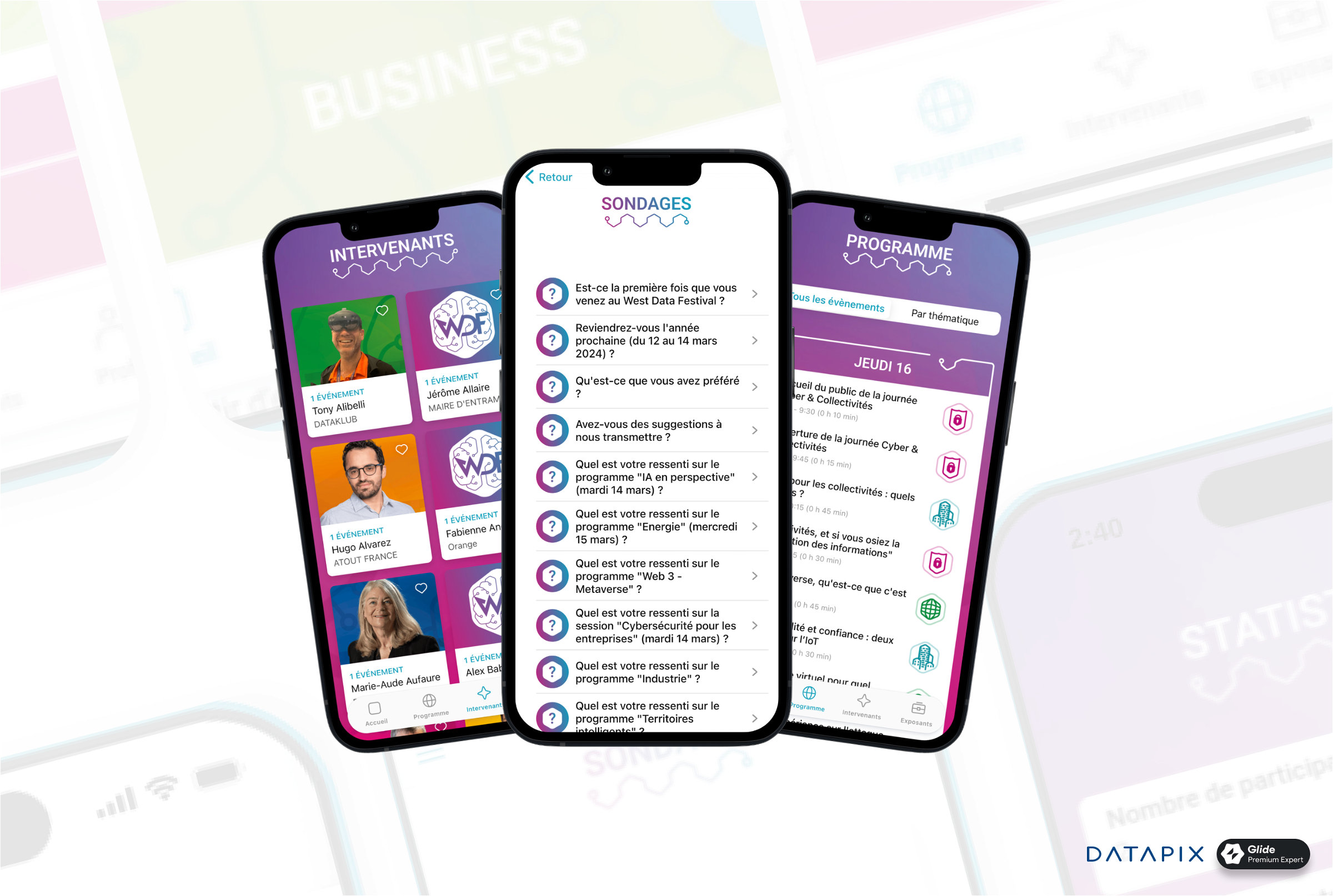 Interface utilisateur, sonsage, intervenant, programe 