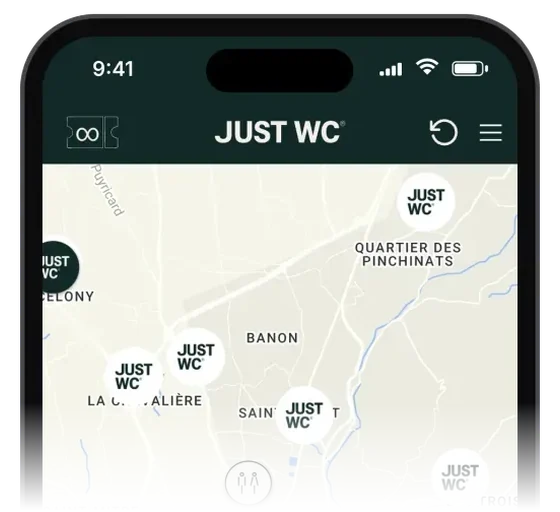 Appli JUST WC : carte des lieux partenaires autour d’Aix-en-Provence