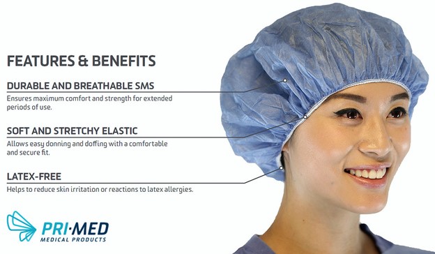 Medical professional wearing sms bouffant cap