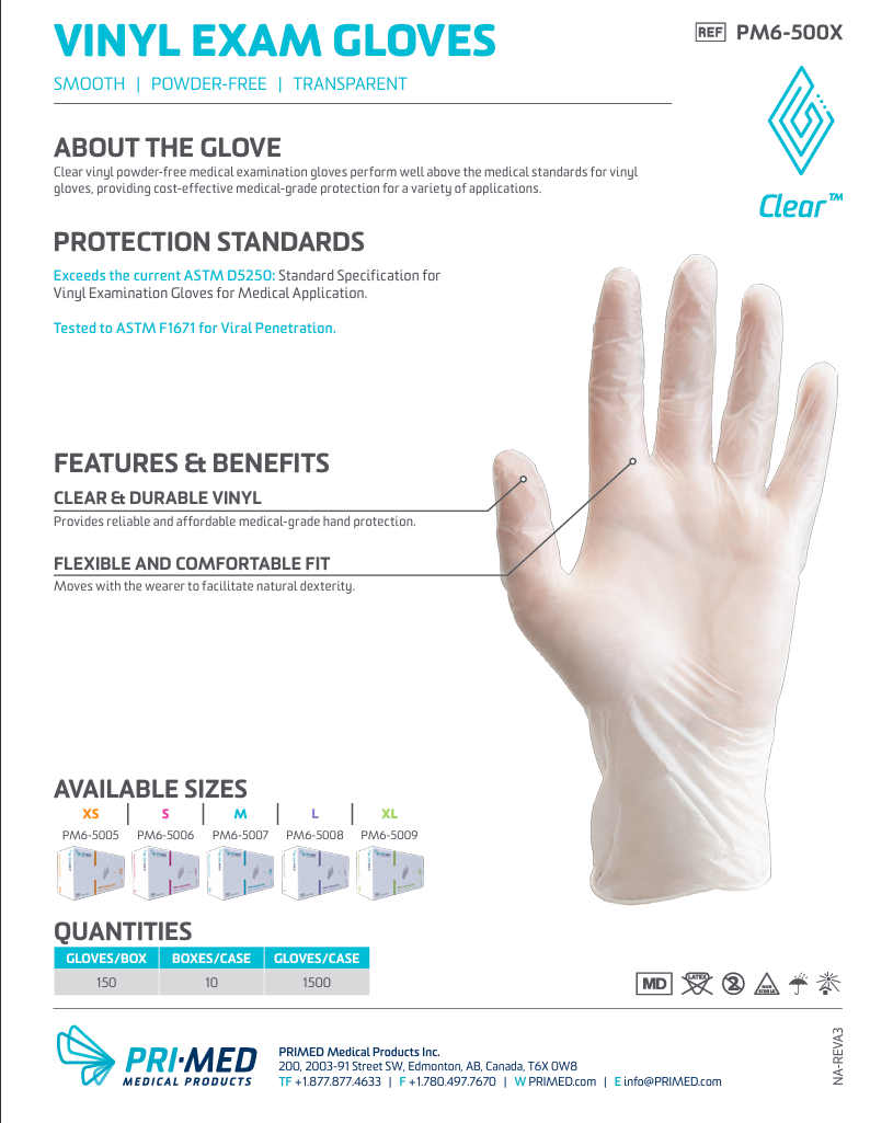 Clear Vinyl Exam Gloves