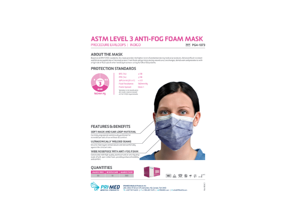 ASTM Level 3 Anti-fog Foam Mask