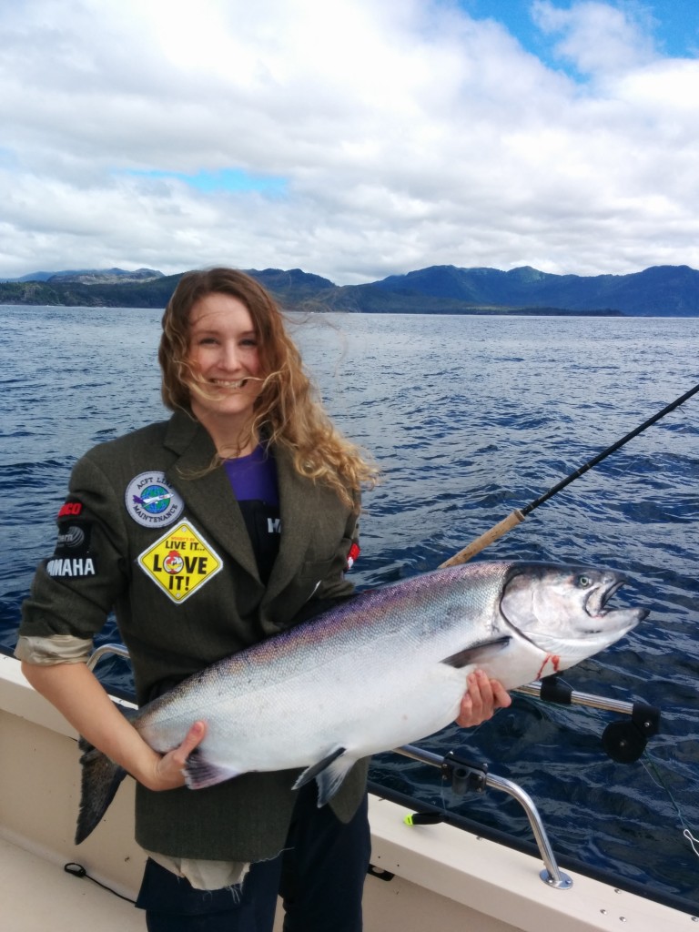 OP Tyee! 28lbs..haha Notice the jacket which Gwen now wears at all times!