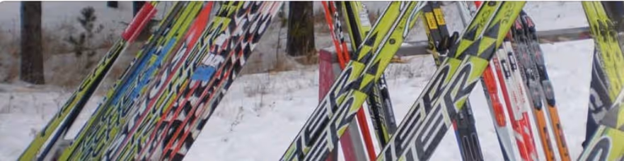 A stack of cross country skis.