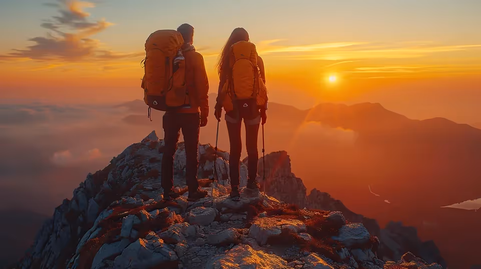 in montagna al tramonto