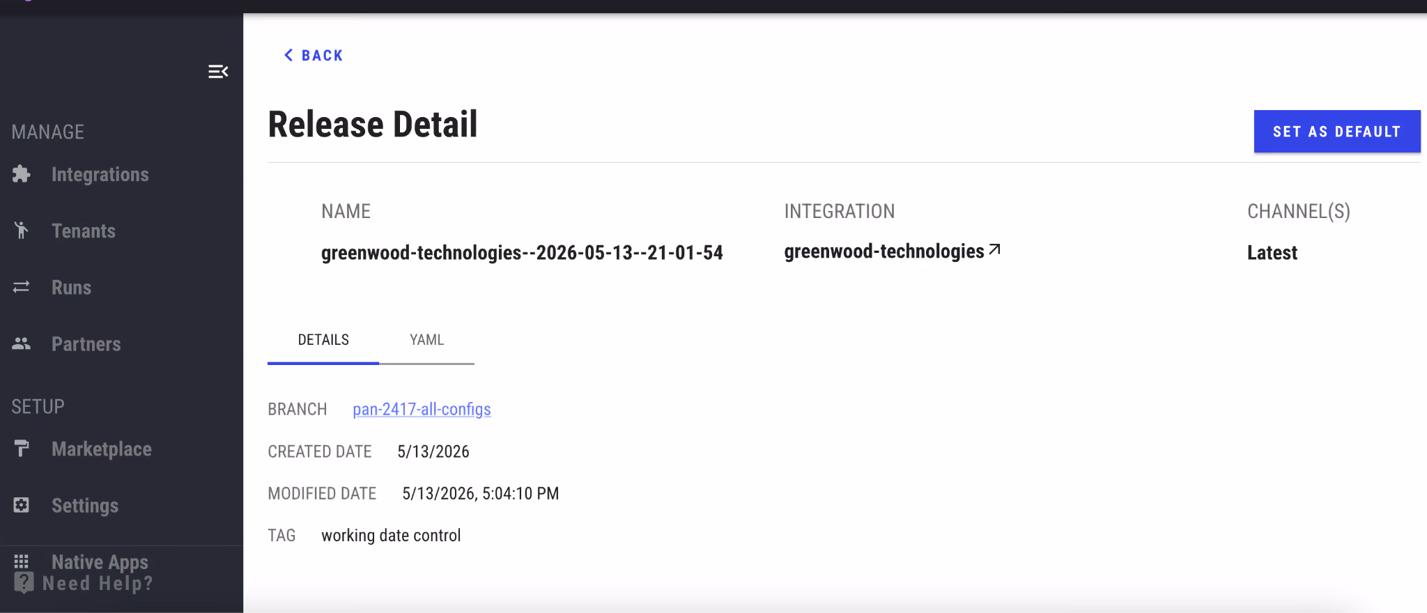a screenshot of the Pandium release detail page