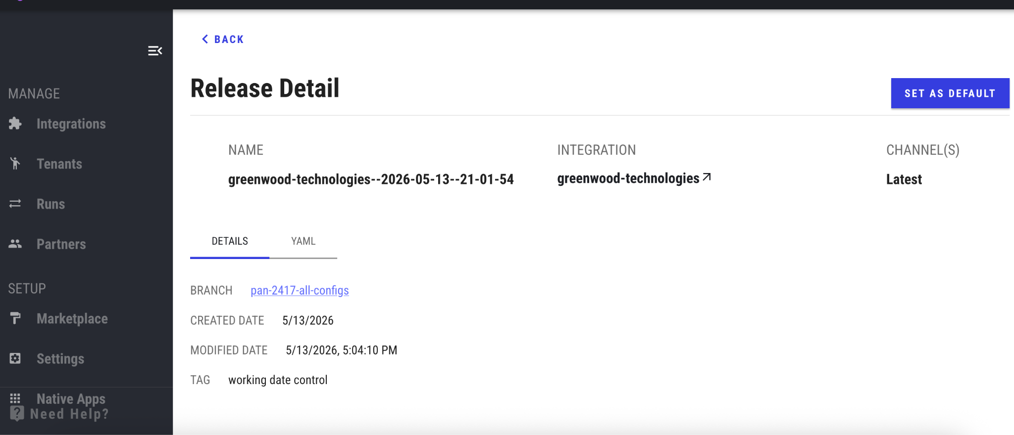 a screenshot of the Pandium release detail page