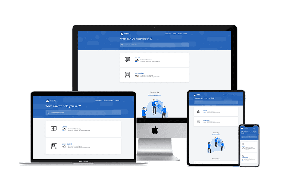 image shows help center interface that is compatible with all devices