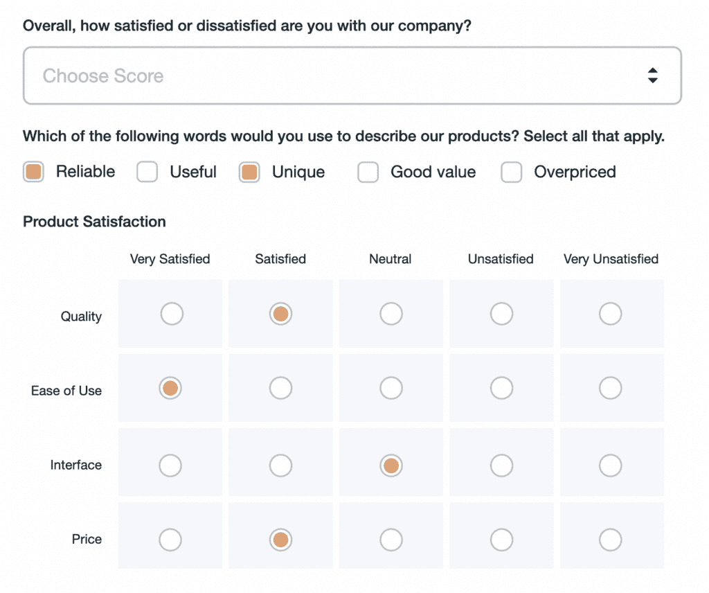 image shows example of periodic survey to receive user feedback