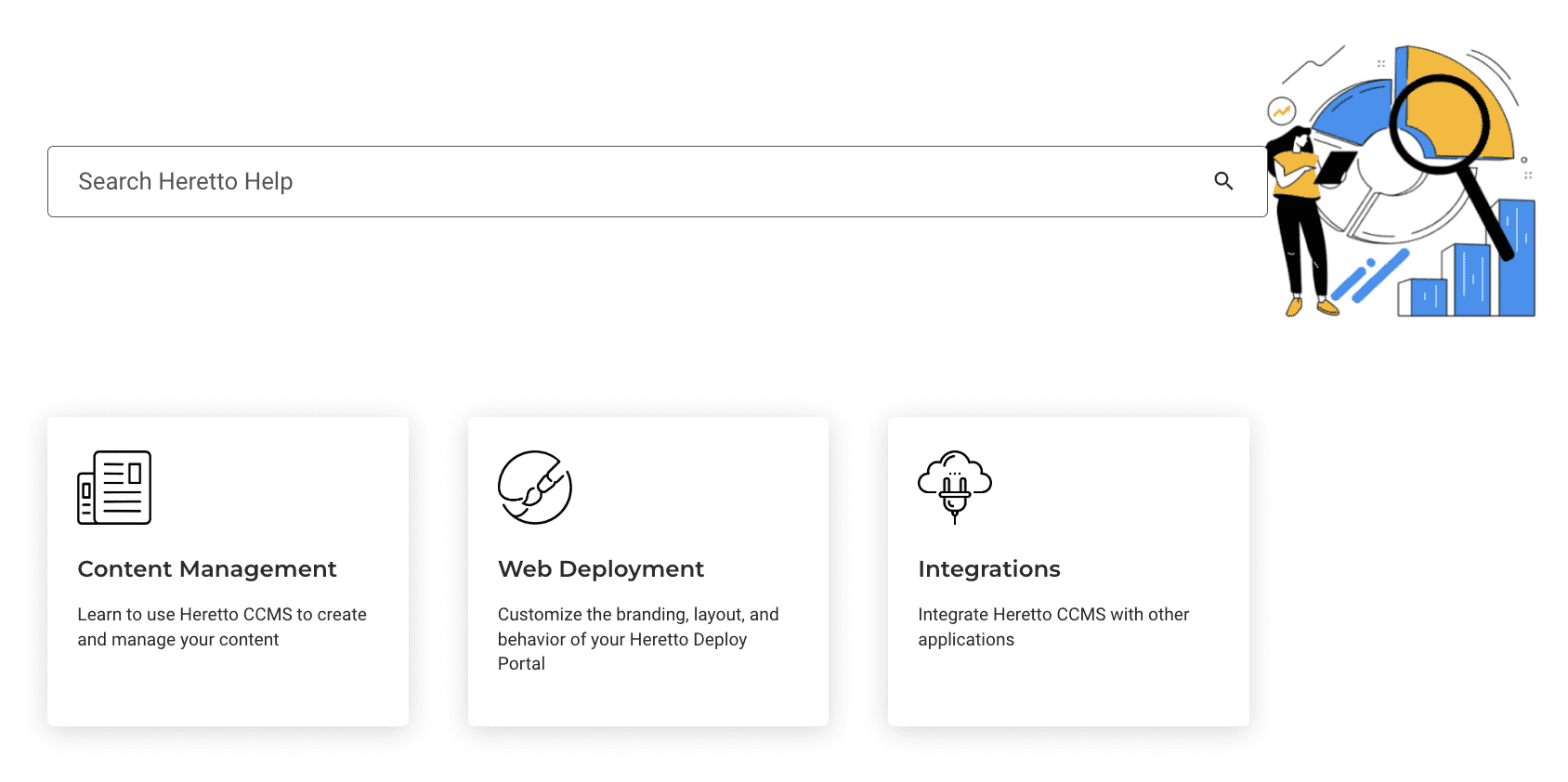 screenshot of Heretto’s portal shows example of great help center