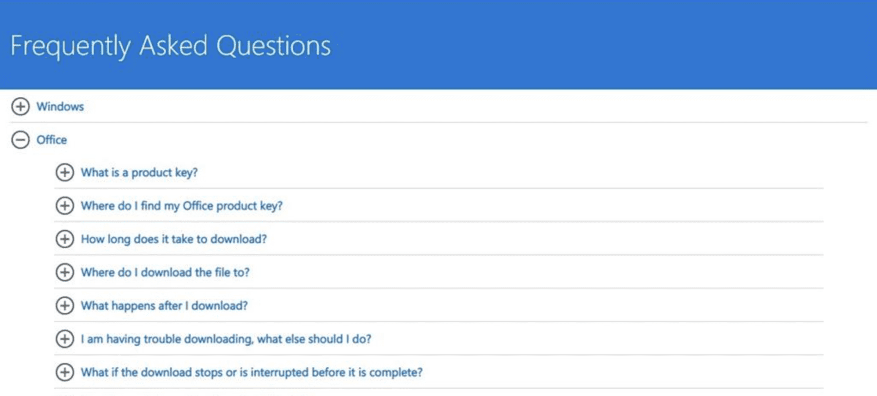 example of FAQs page
